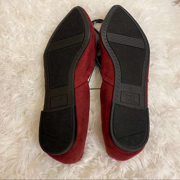 Time And Tru Maroon Pointed Toe Ballet Flats 6 - Picture 12 of 12